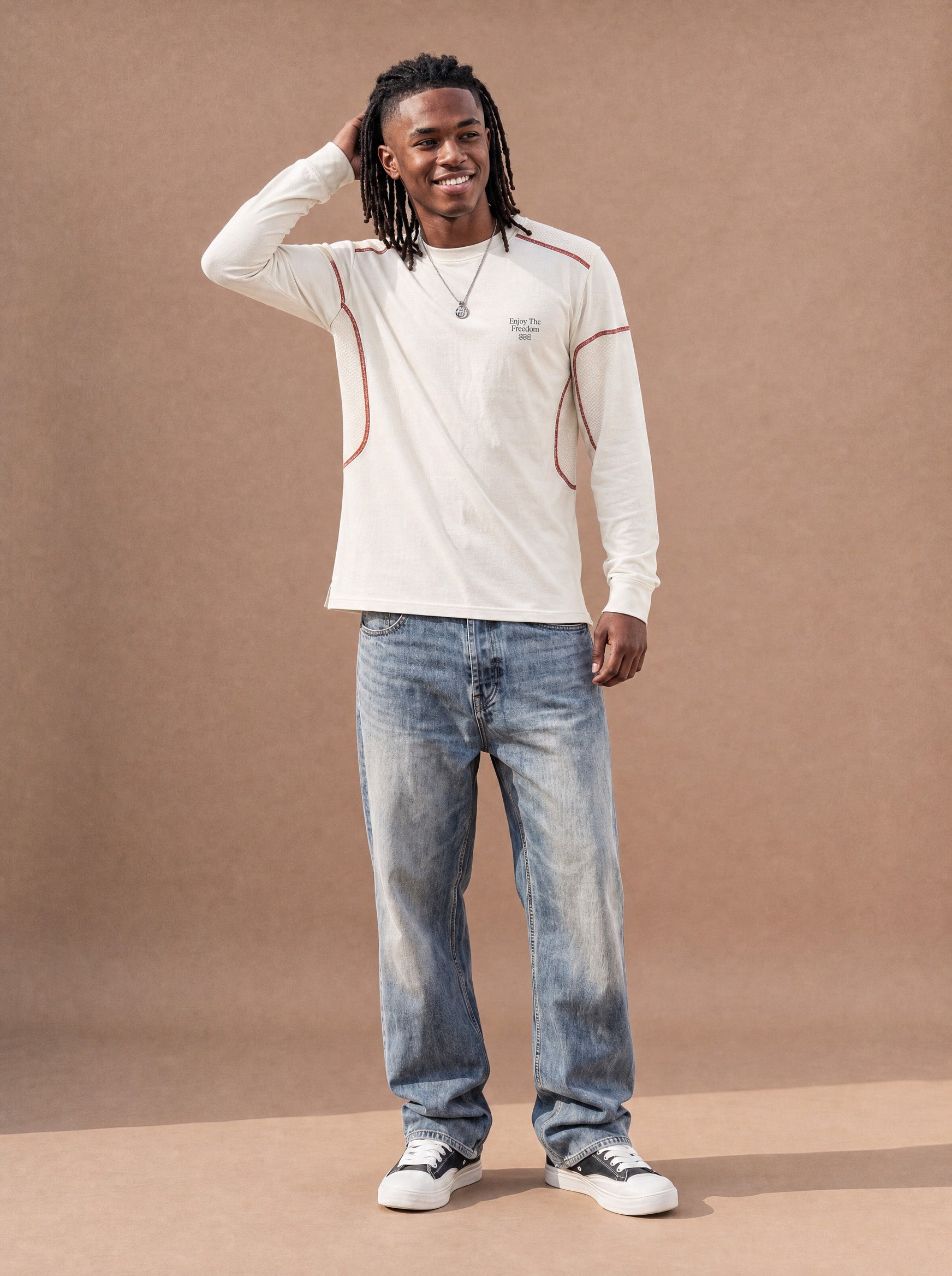 The Long-Sleeve Mesh Route Crewneck (Snow)