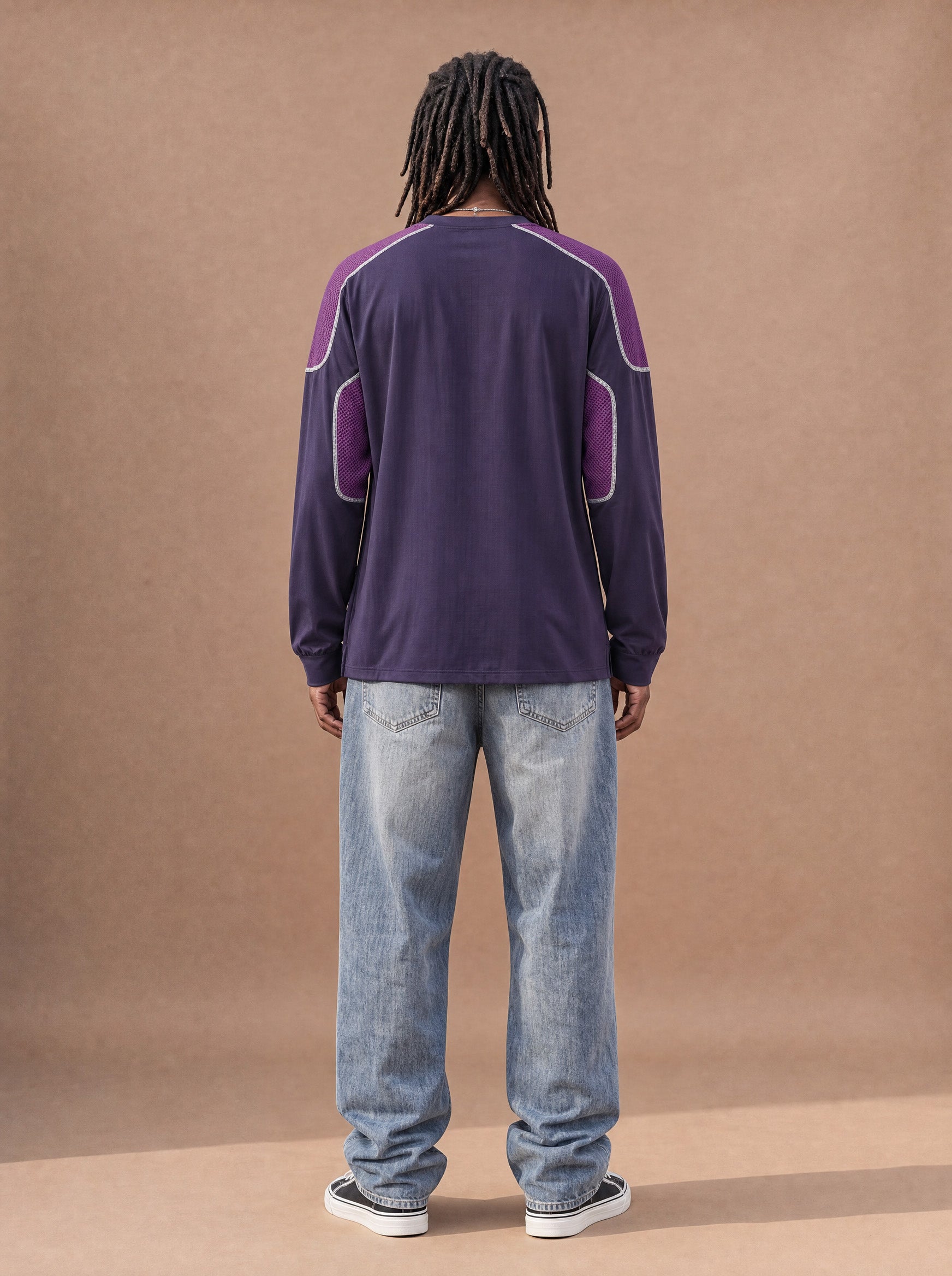 The Long-Sleeve Mesh Route Crewneck (Plum)