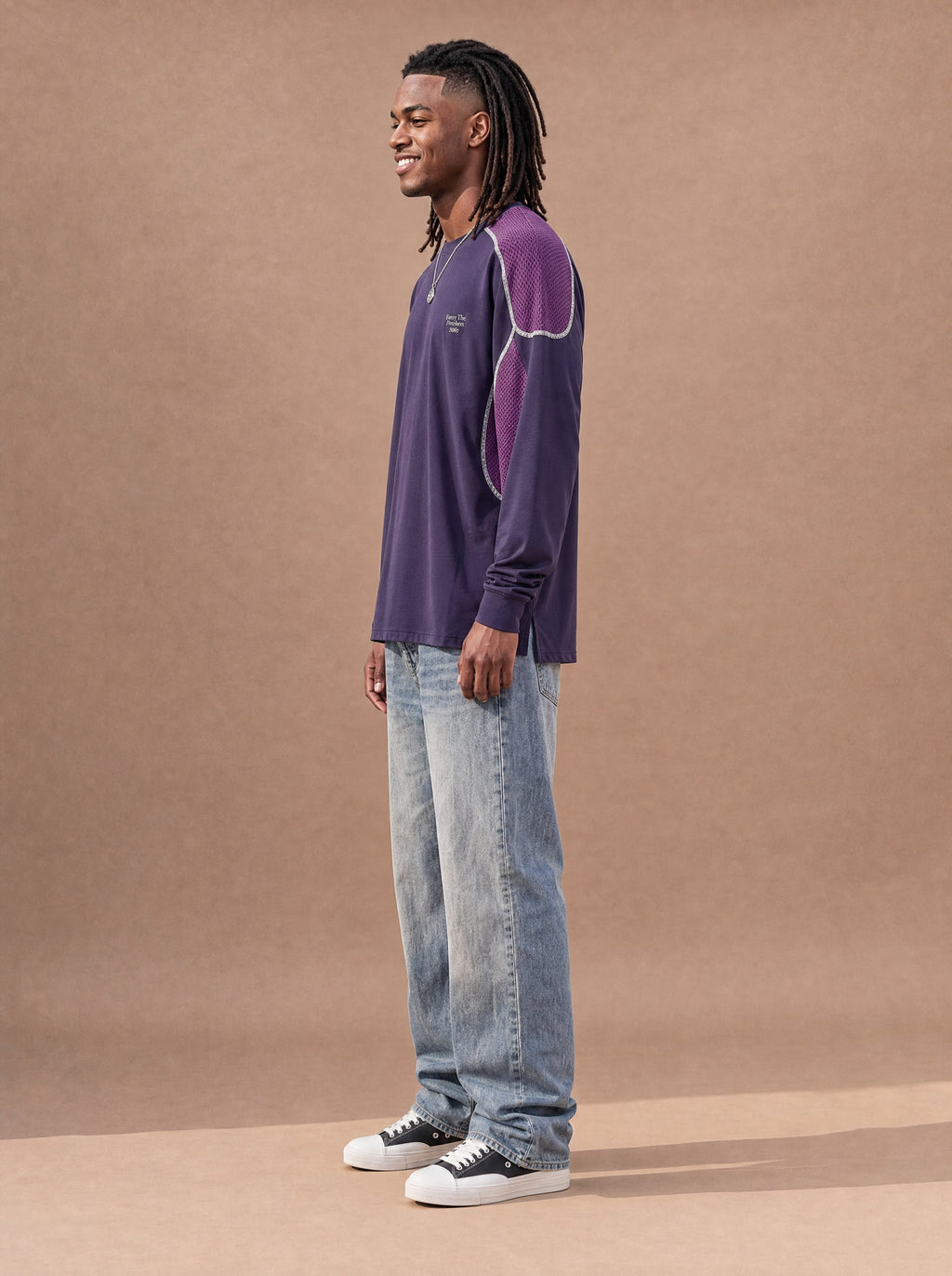 The Long-Sleeve Mesh Route Crewneck (Plum)
