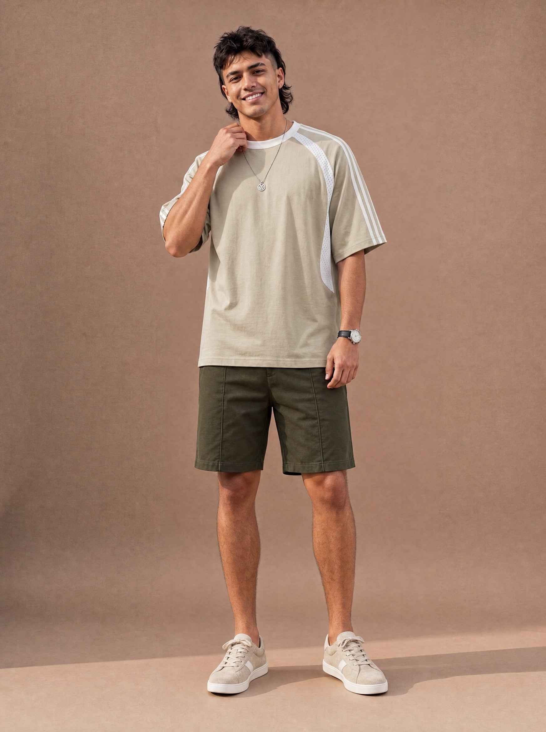 The Off-Duty Warmup Crewneck Tee (Khaki)