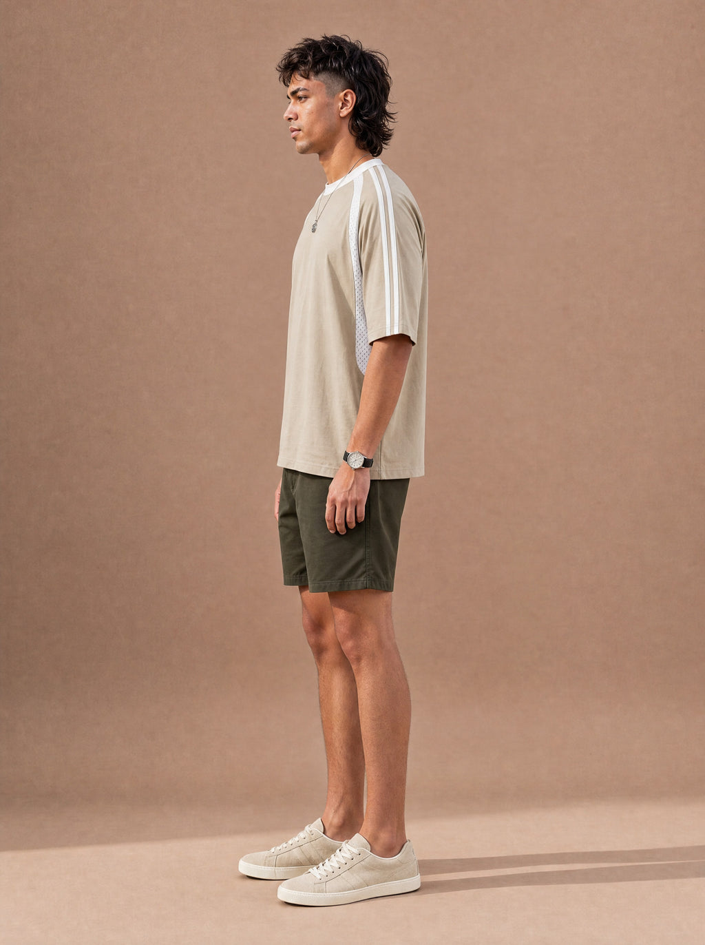 The Off-Duty Warmup Crewneck Tee (Khaki)