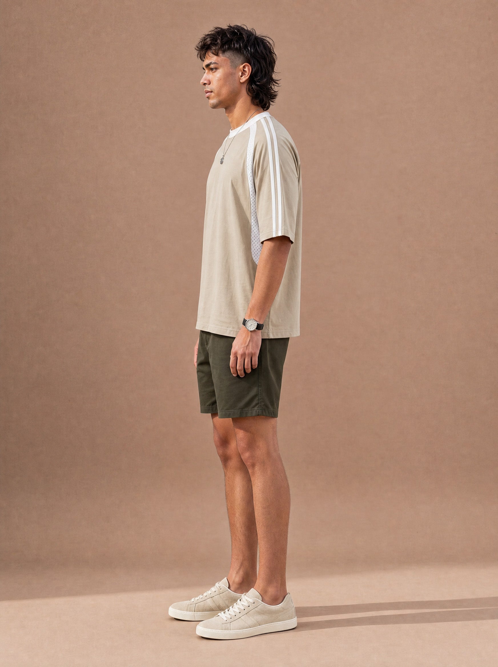The Off-Duty Warmup Crewneck Tee (Khaki)