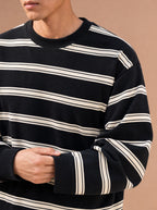 The Slow Morning Stripe Crewneck (Onyx)