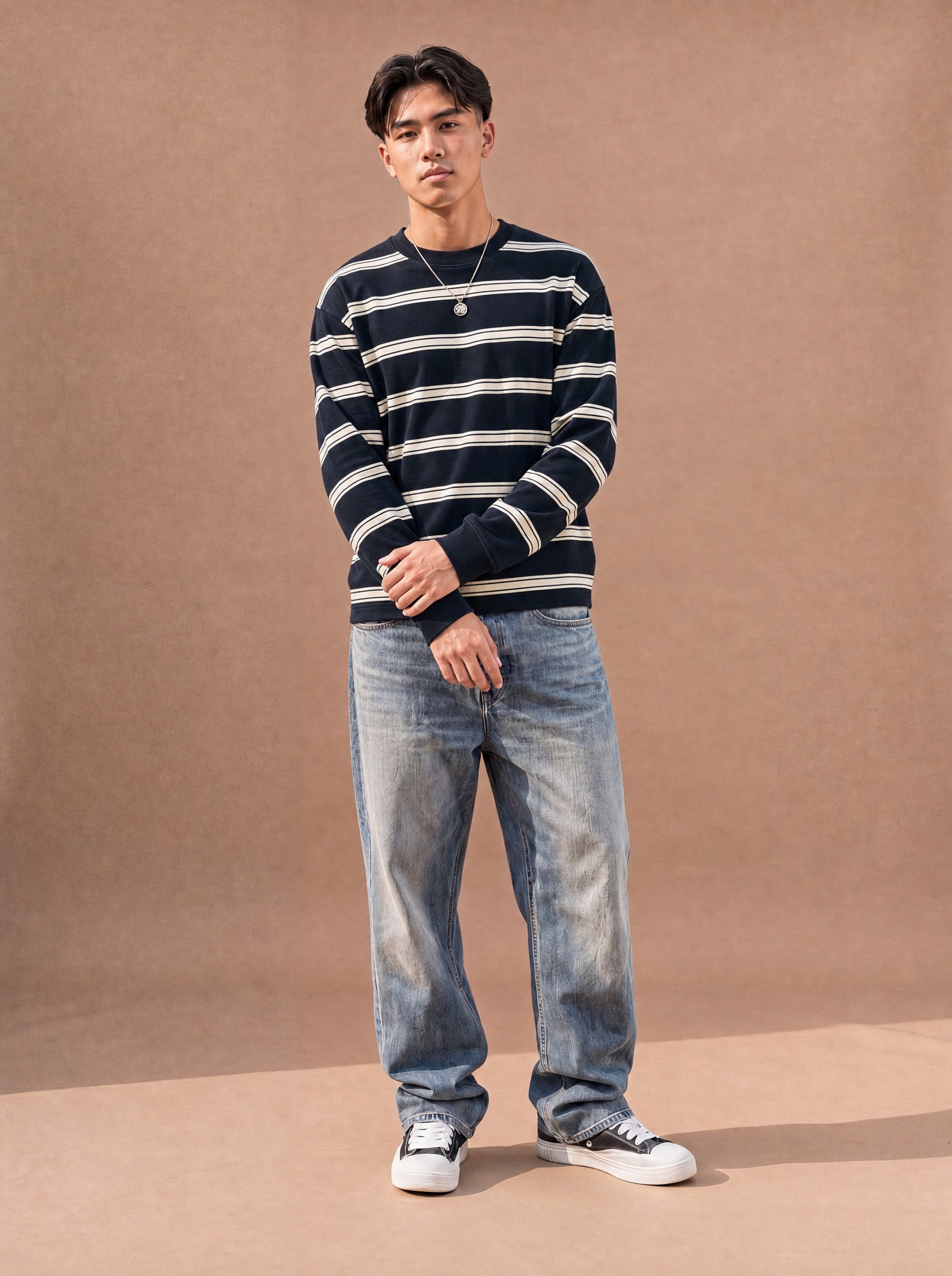 The Slow Morning Stripe Crewneck (Onyx)