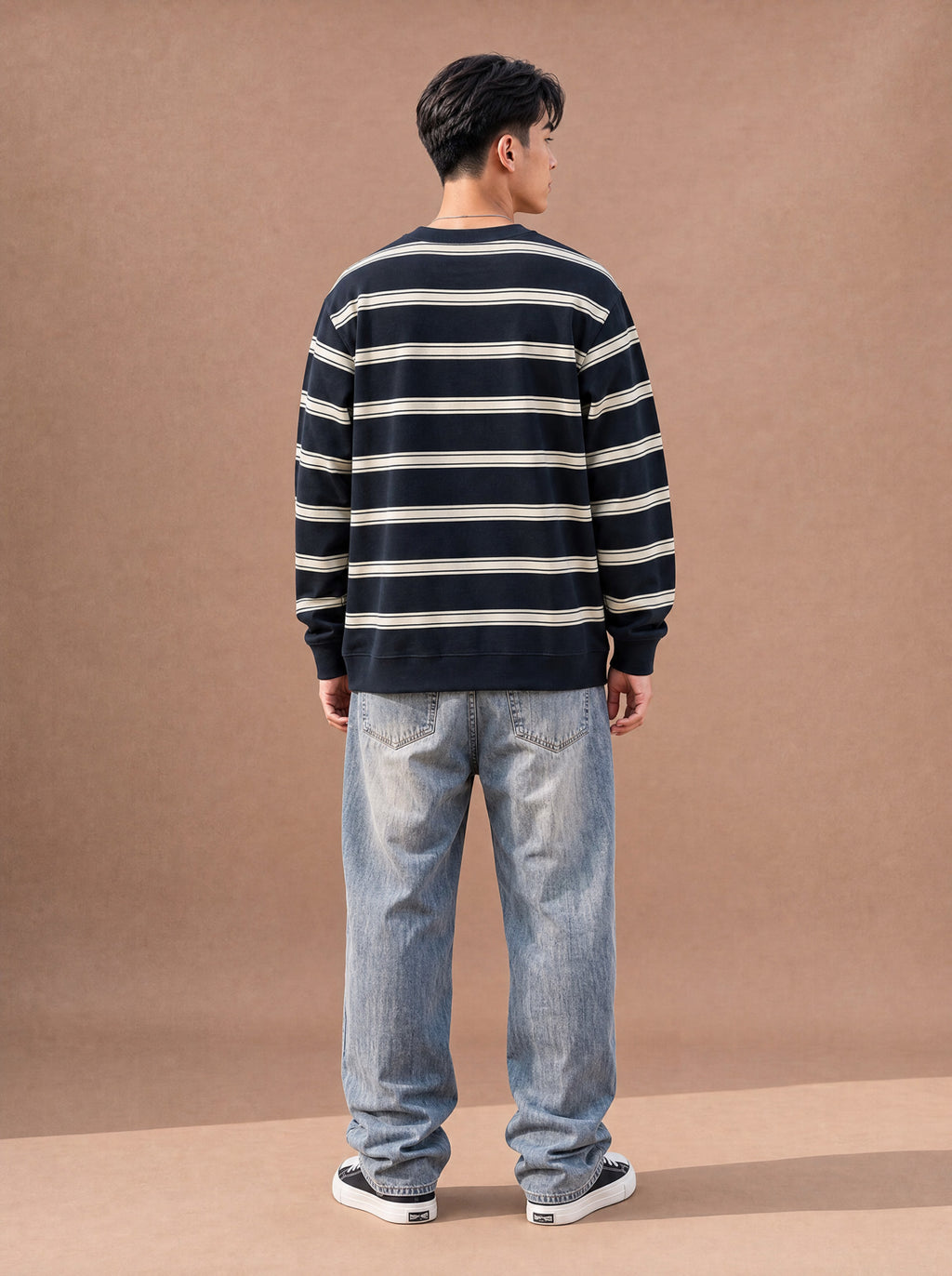 The Slow Morning Stripe Crewneck (Onyx)