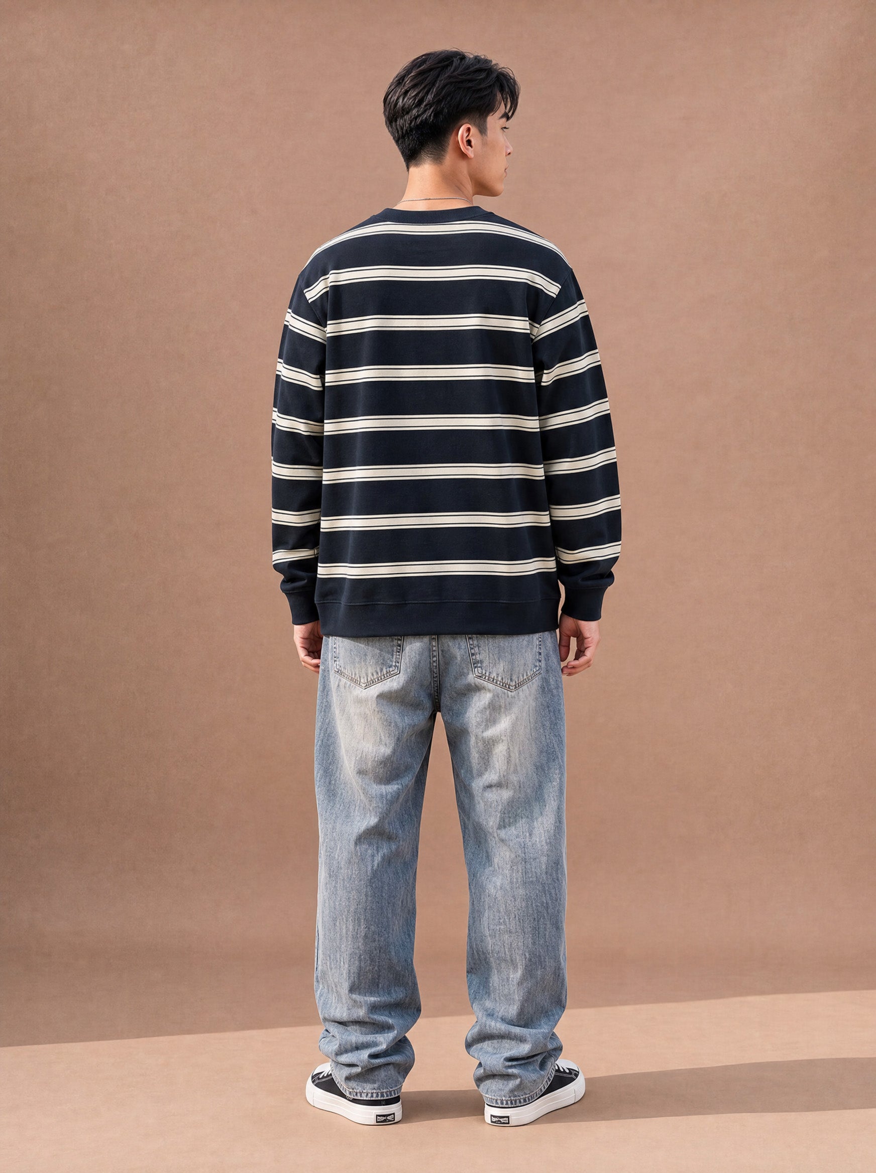 The Slow Morning Stripe Crewneck (Onyx)