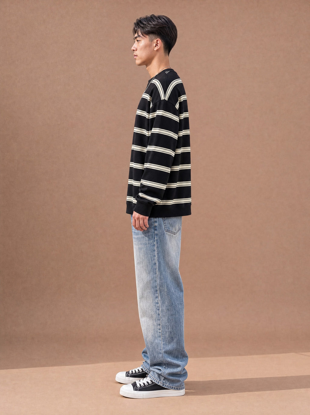 The Slow Morning Stripe Crewneck (Onyx)