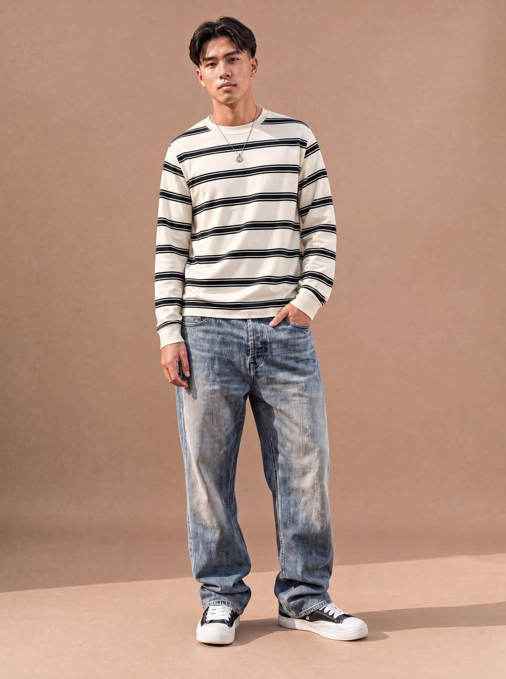 The Slow Morning Stripe Crewneck (Snow)