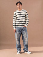 The Slow Morning Stripe Crewneck (Snow)