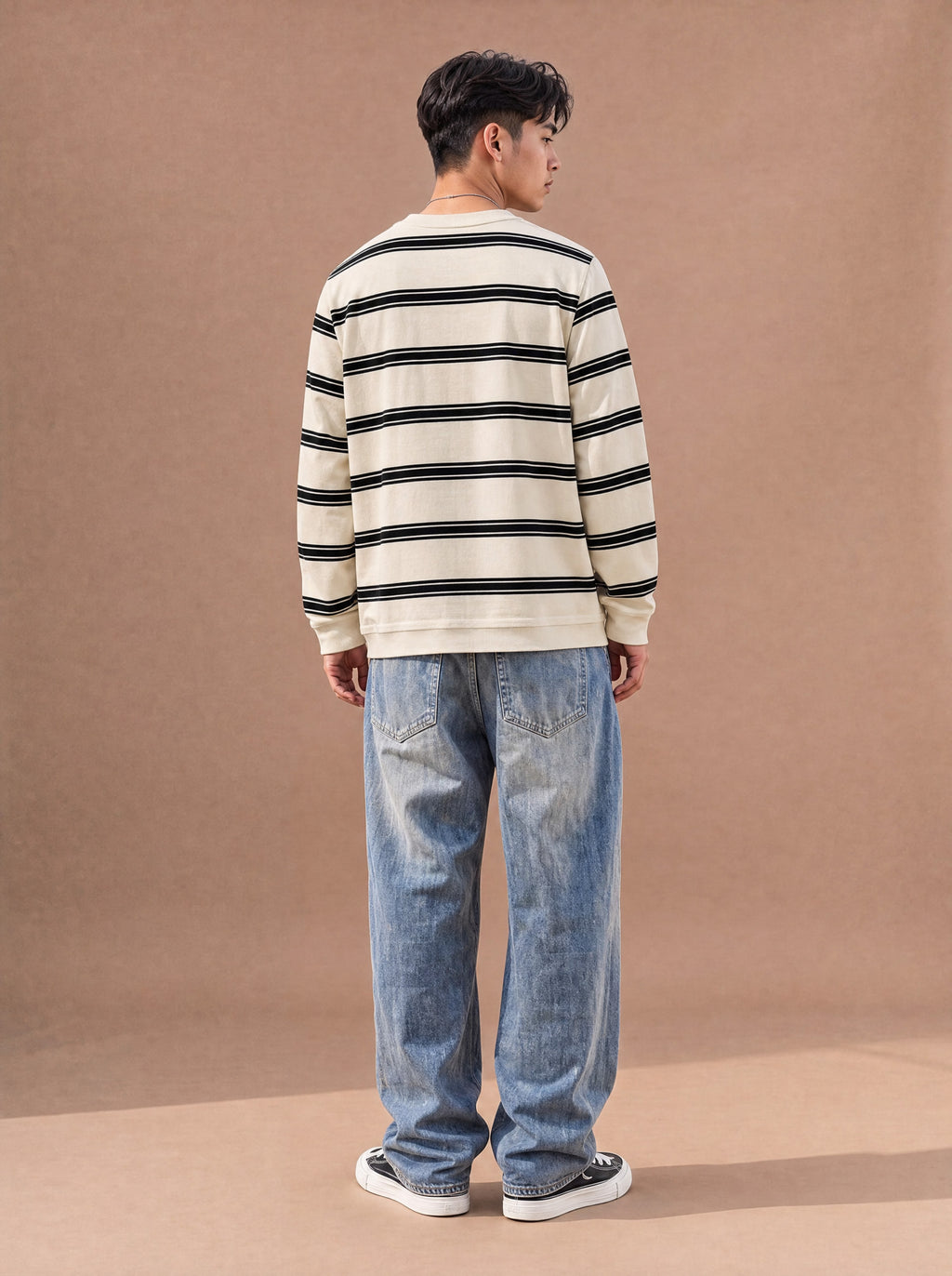 The Slow Morning Stripe Crewneck (Snow)
