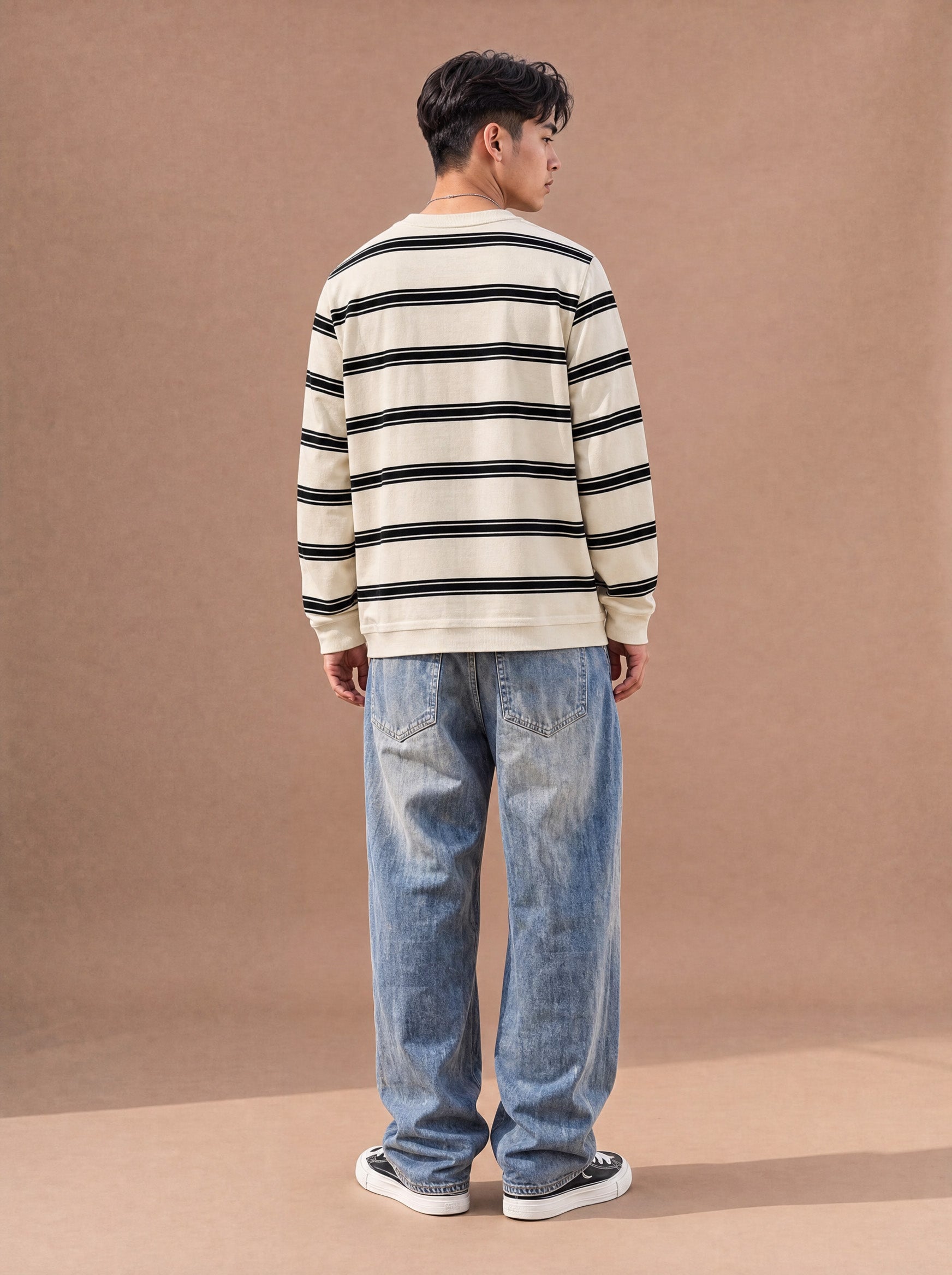 The Slow Morning Stripe Crewneck (Snow)