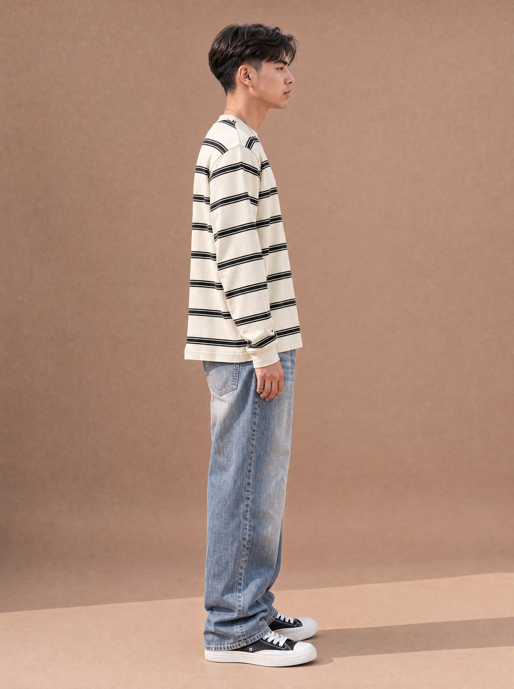 The Slow Morning Stripe Crewneck (Snow)