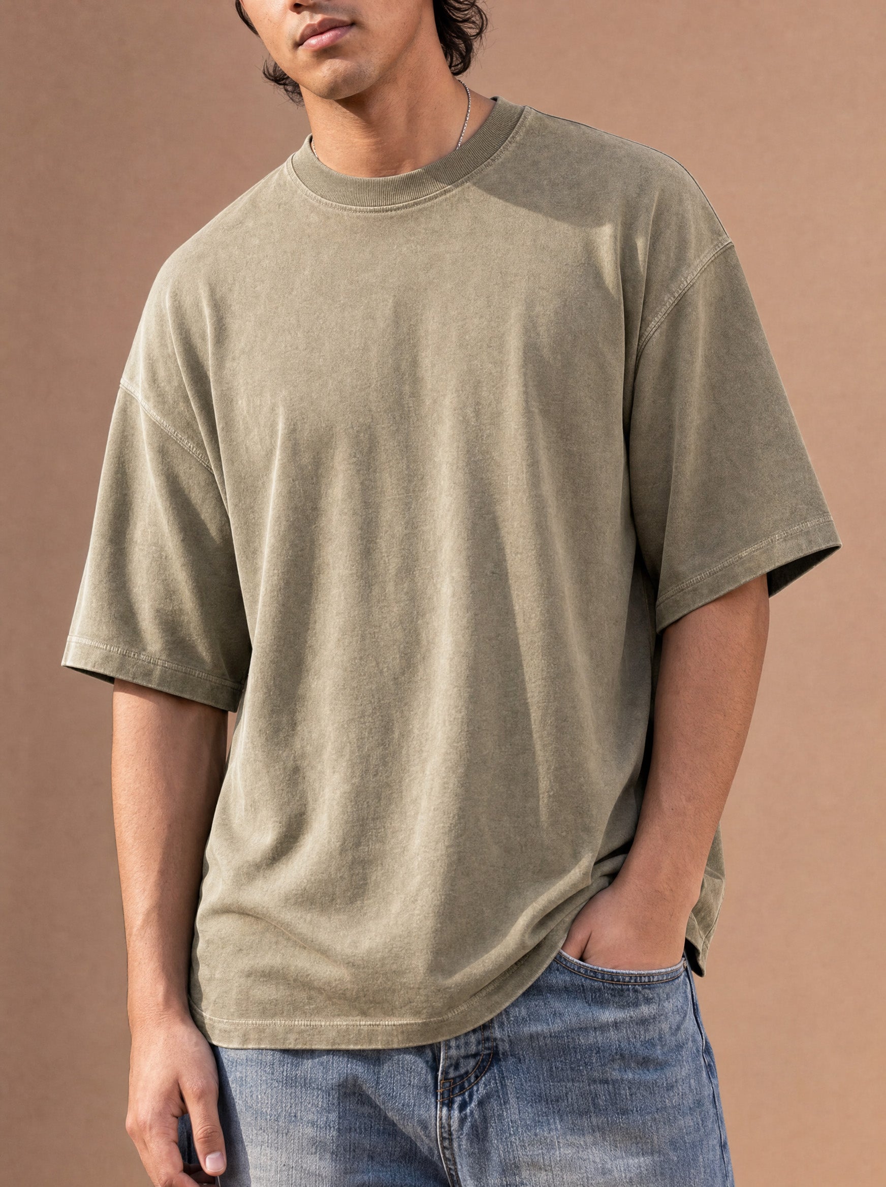 The Washed Weekend Crewneck Tee (Khaki)