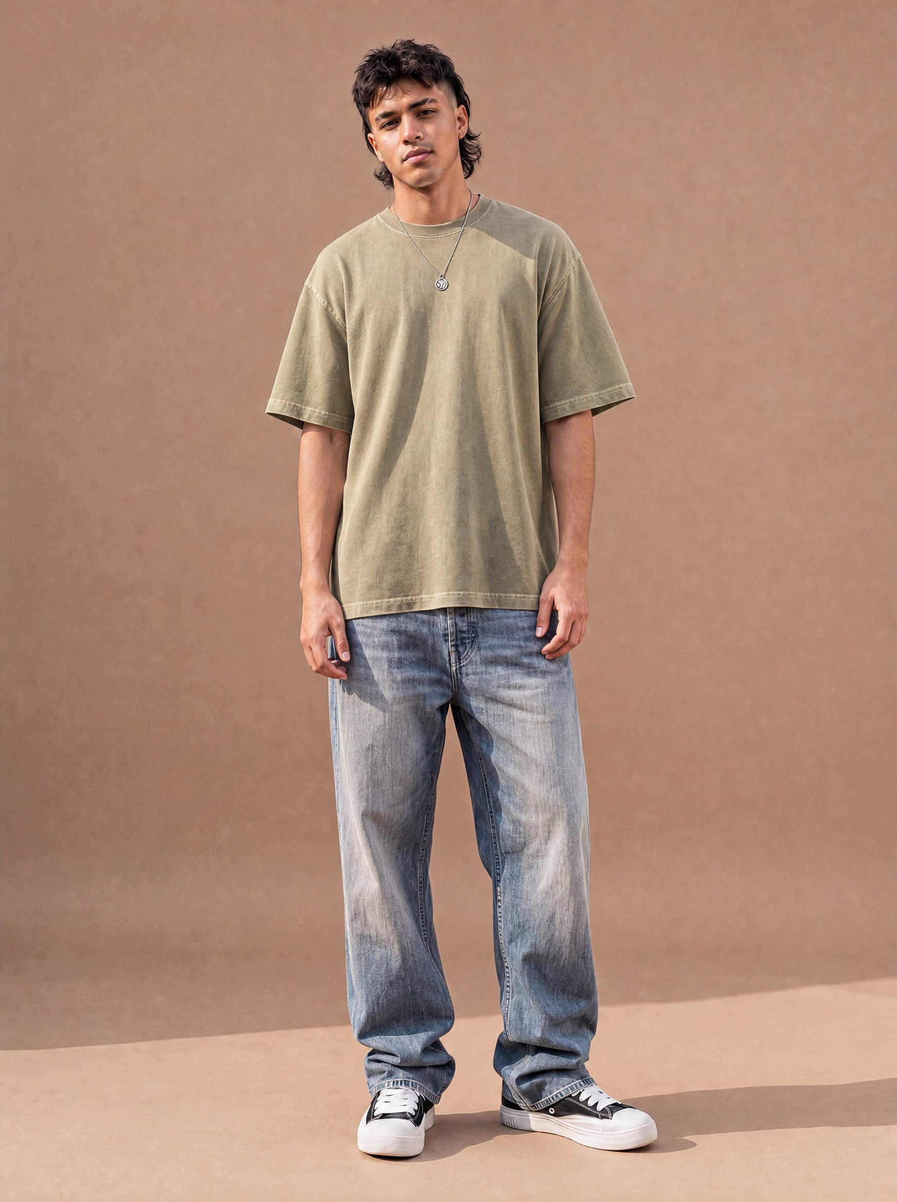 The Washed Weekend Crewneck Tee (Khaki)