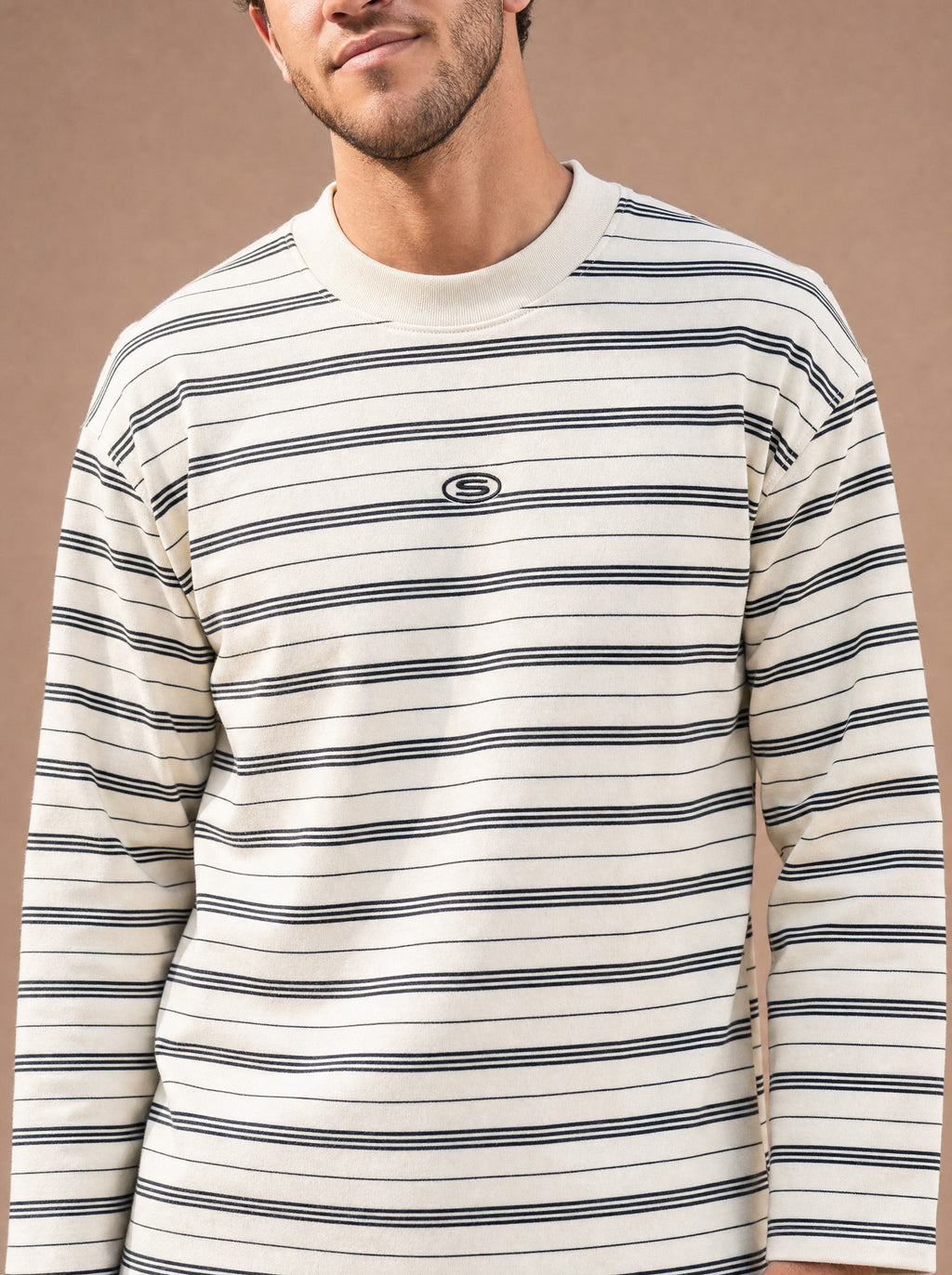 The All-Day Stripe Crewneck Tee (Snow)