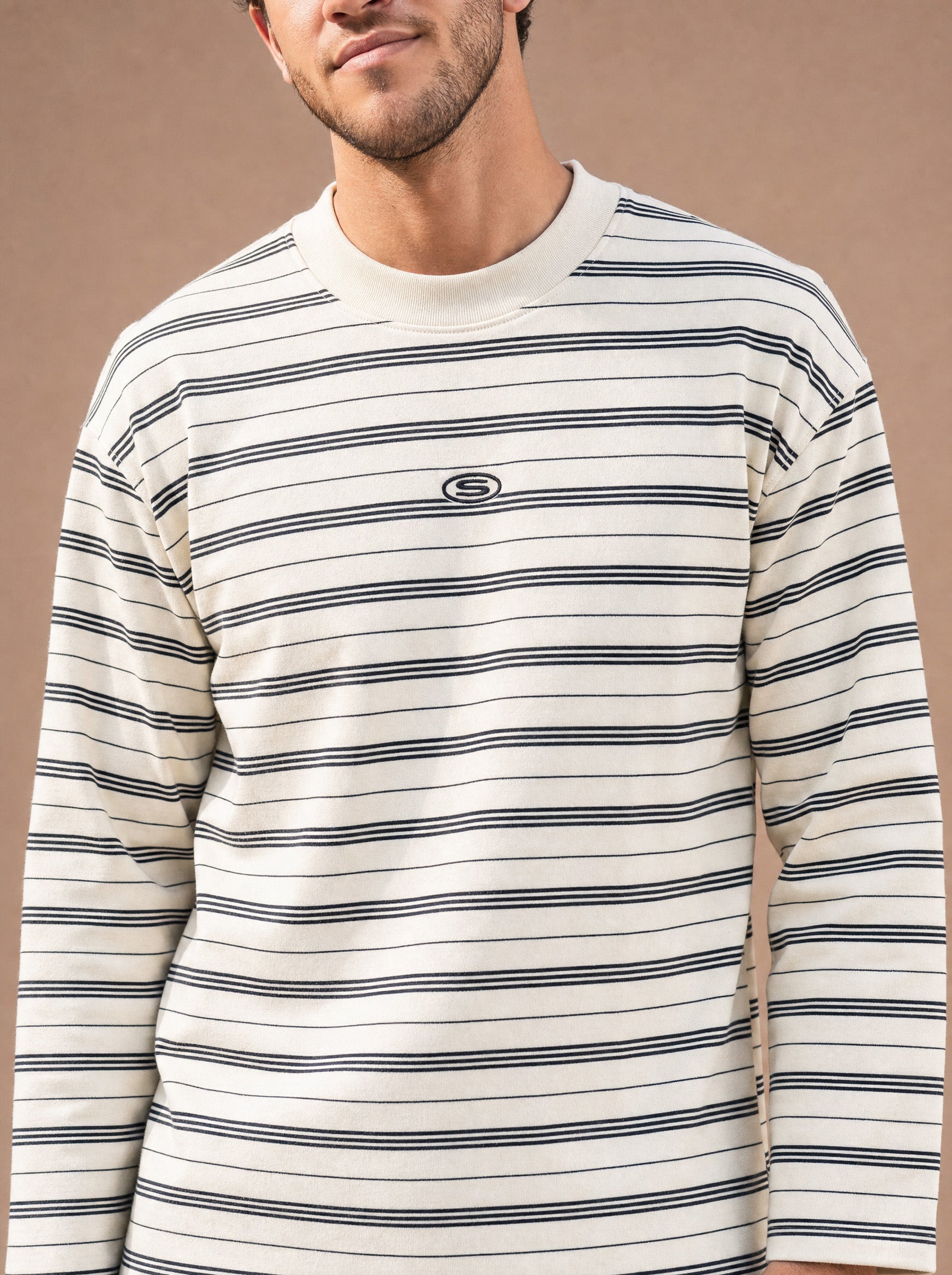 The All-Day Stripe Crewneck Tee (Snow)