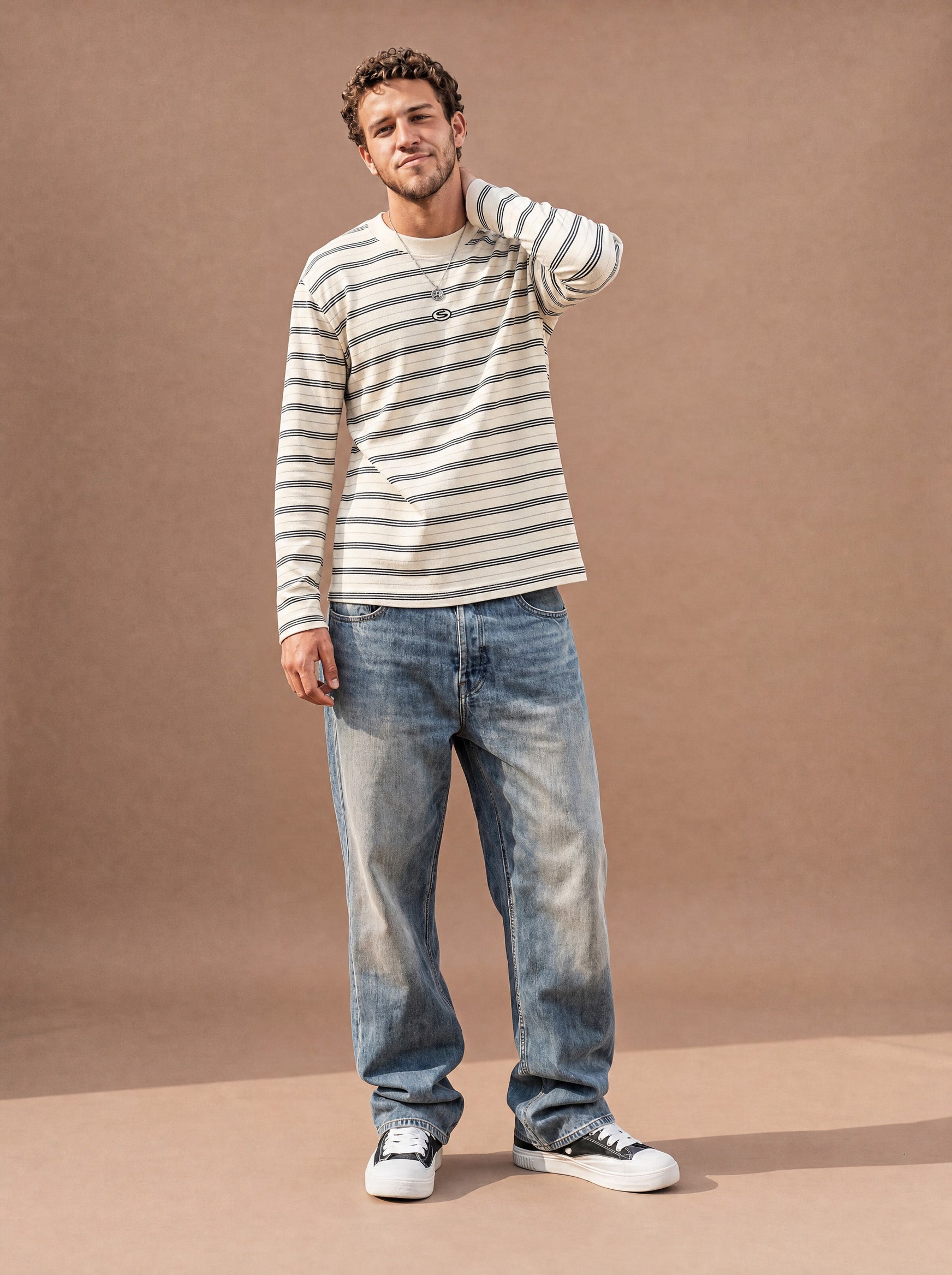 The All-Day Stripe Crewneck Tee (Snow)