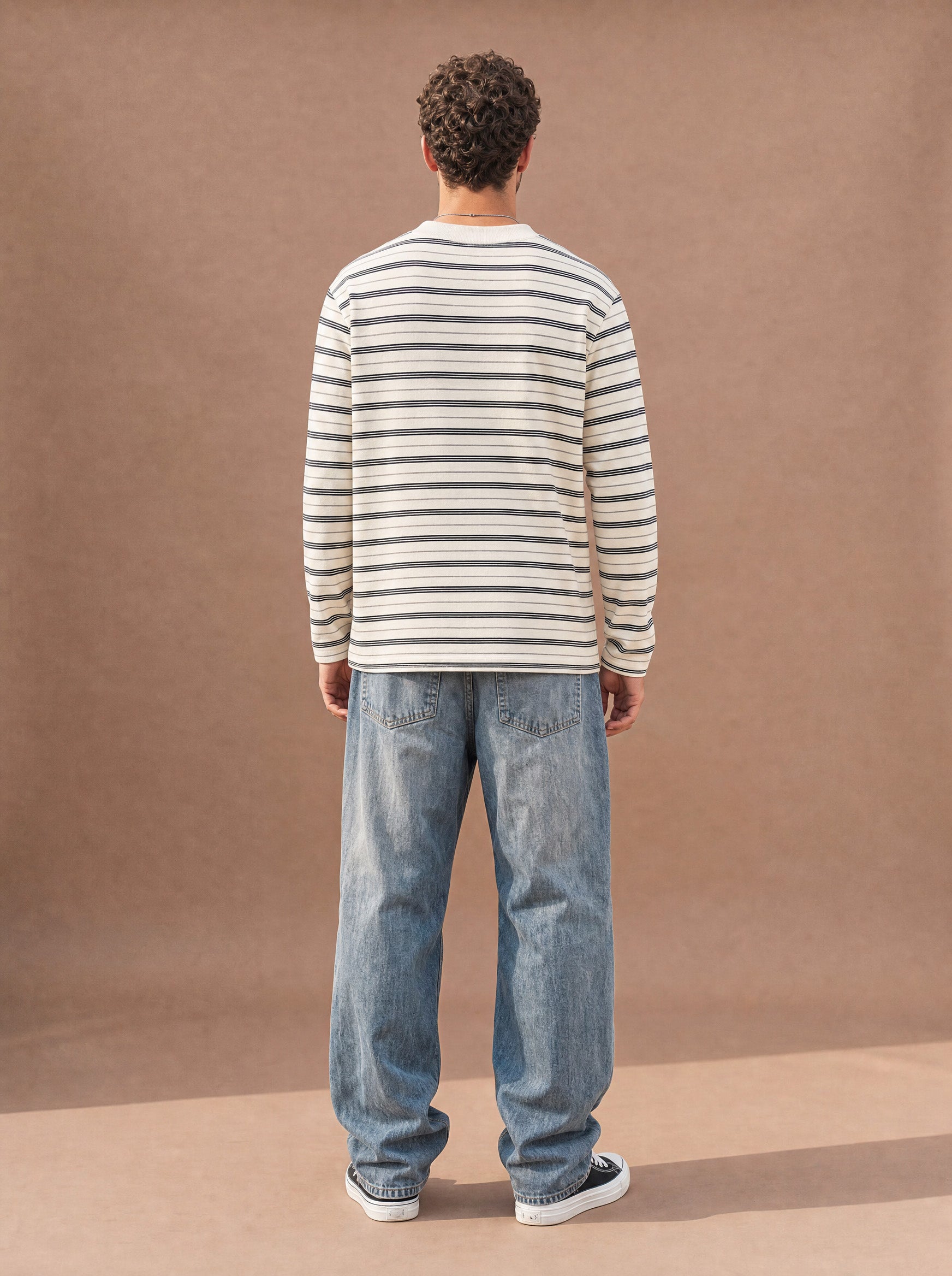 The All-Day Stripe Crewneck Tee (Snow)