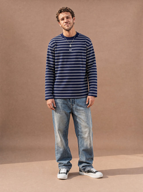 The All-Day Stripe Crewneck Tee (Twilight)