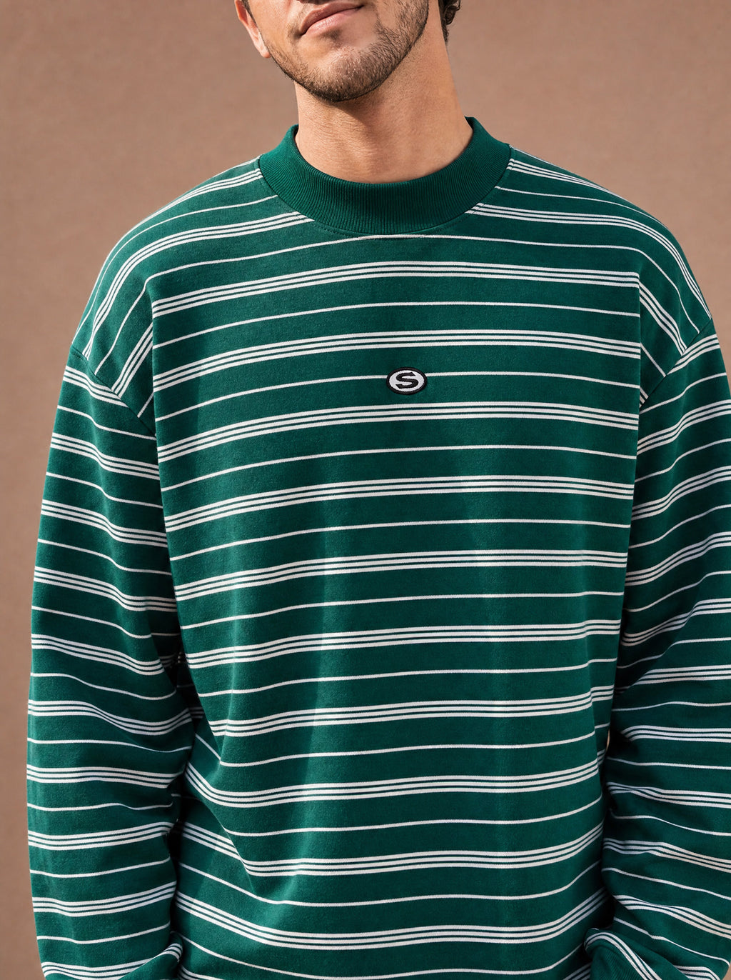 The All-Day Stripe Crewneck Tee (Forest)