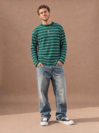 The All-Day Stripe Crewneck Tee (Forest)