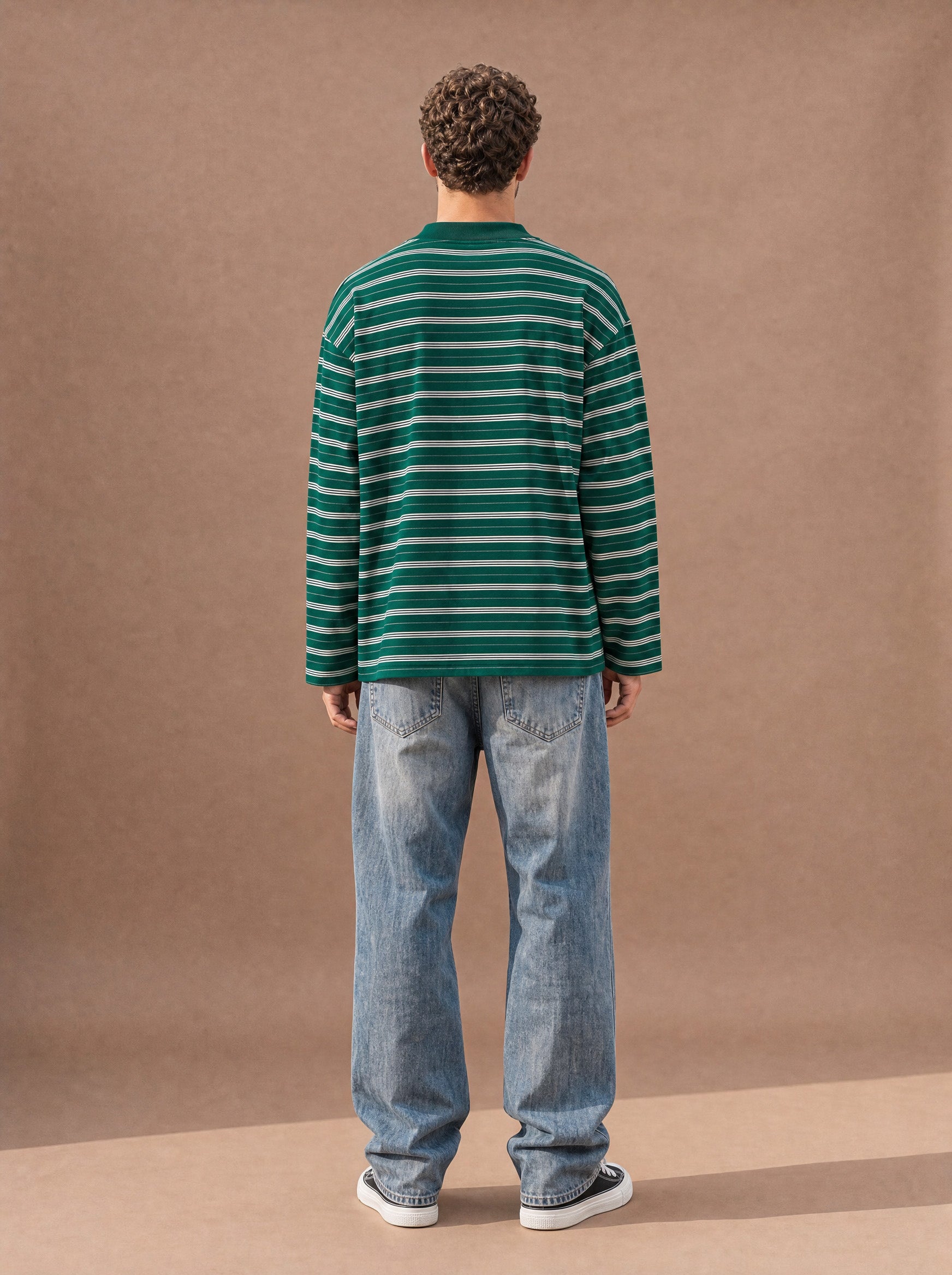 The All-Day Stripe Crewneck Tee (Forest)
