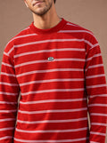 The All-Day Stripe Crewneck Tee (Cranberry)