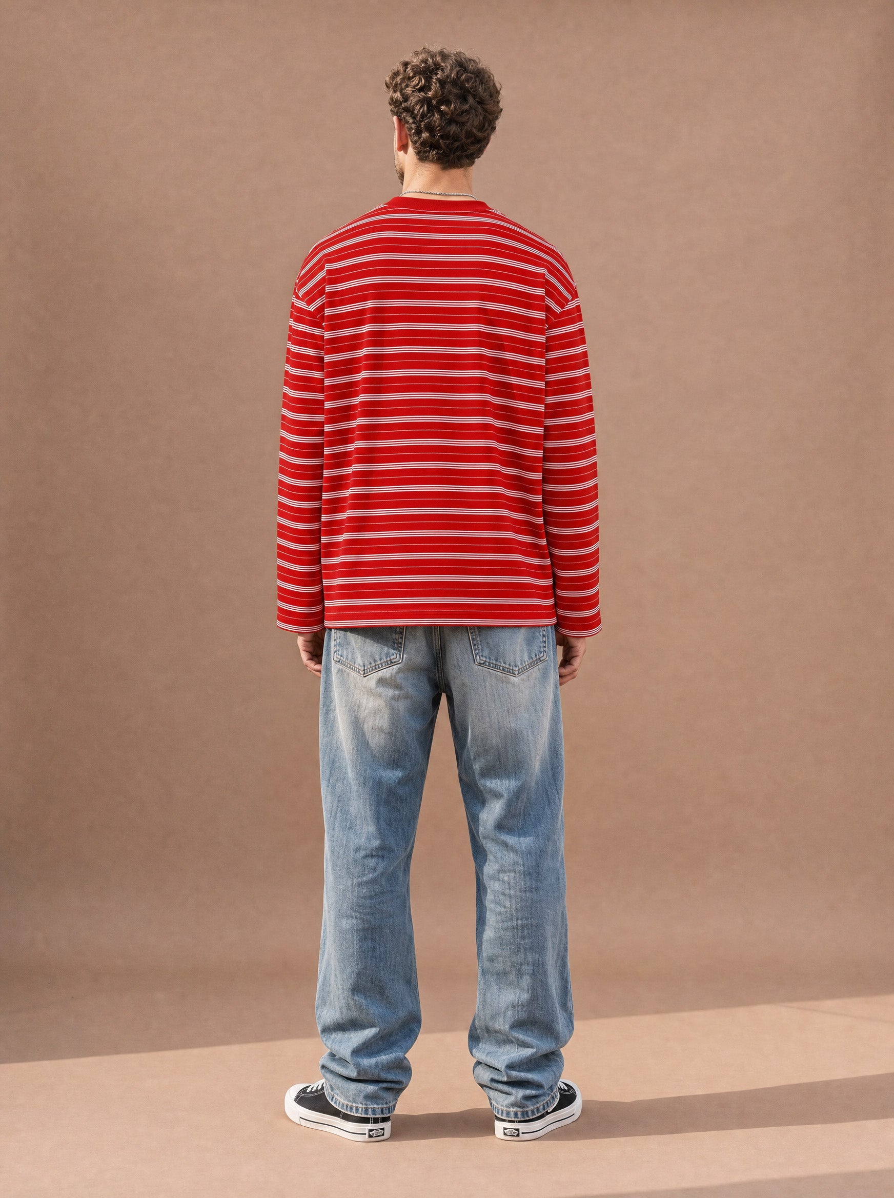 The All-Day Stripe Crewneck Tee (Cranberry)