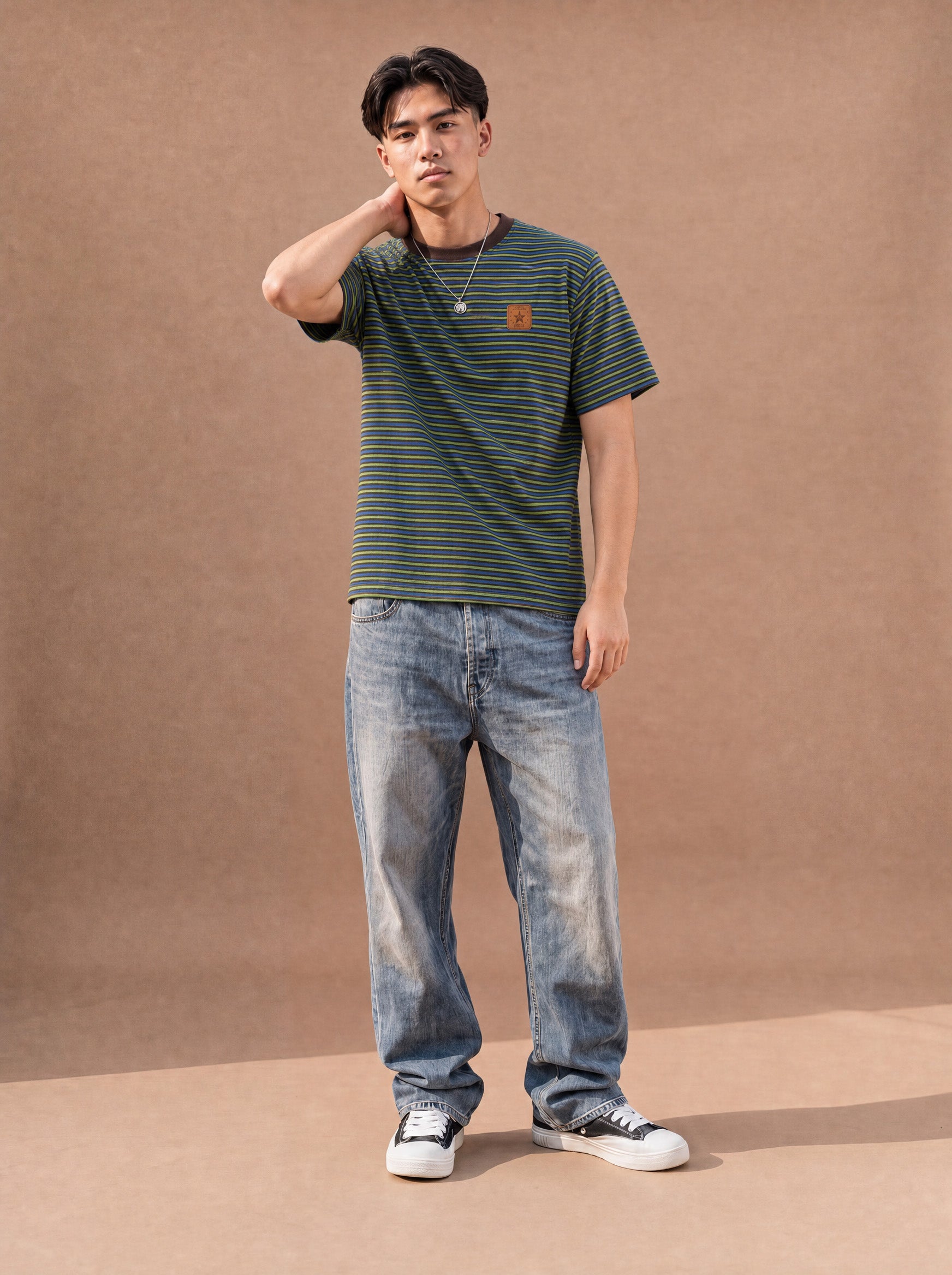 The Small Talk Stripe Crewneck Tee (Oasis)