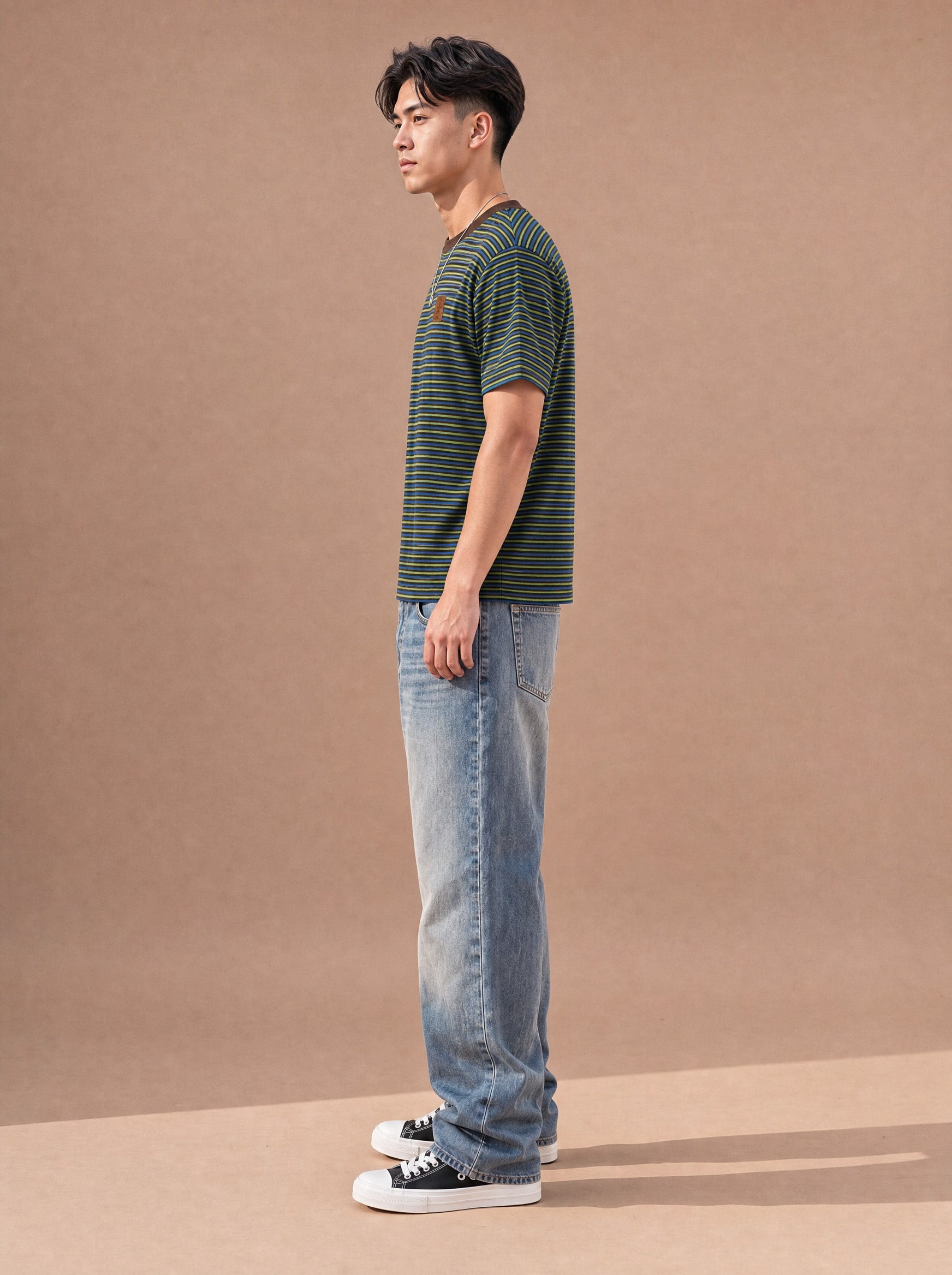 The Small Talk Stripe Crewneck Tee (Oasis)