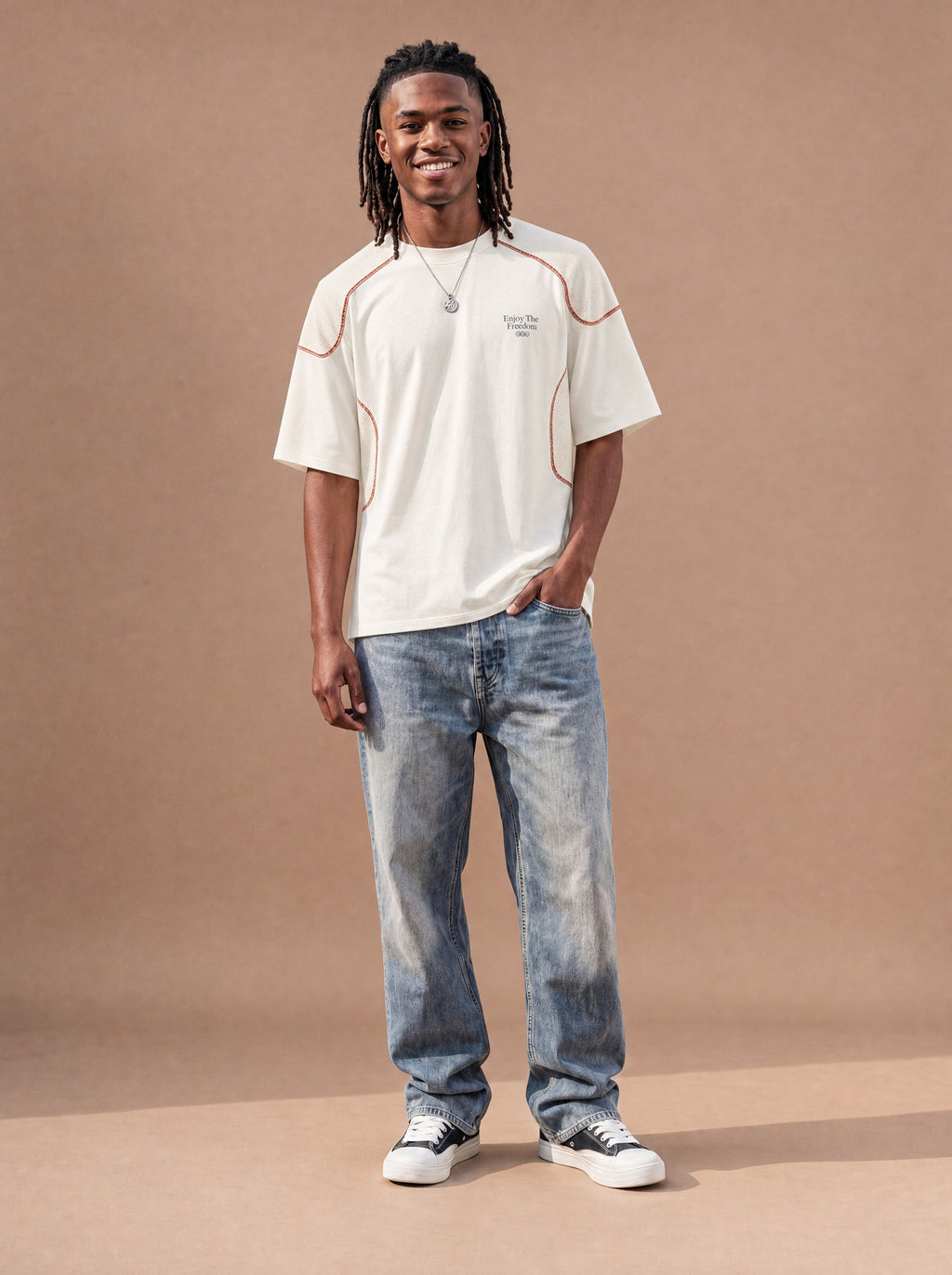 The Mesh Route Crewneck Tee (Snow)