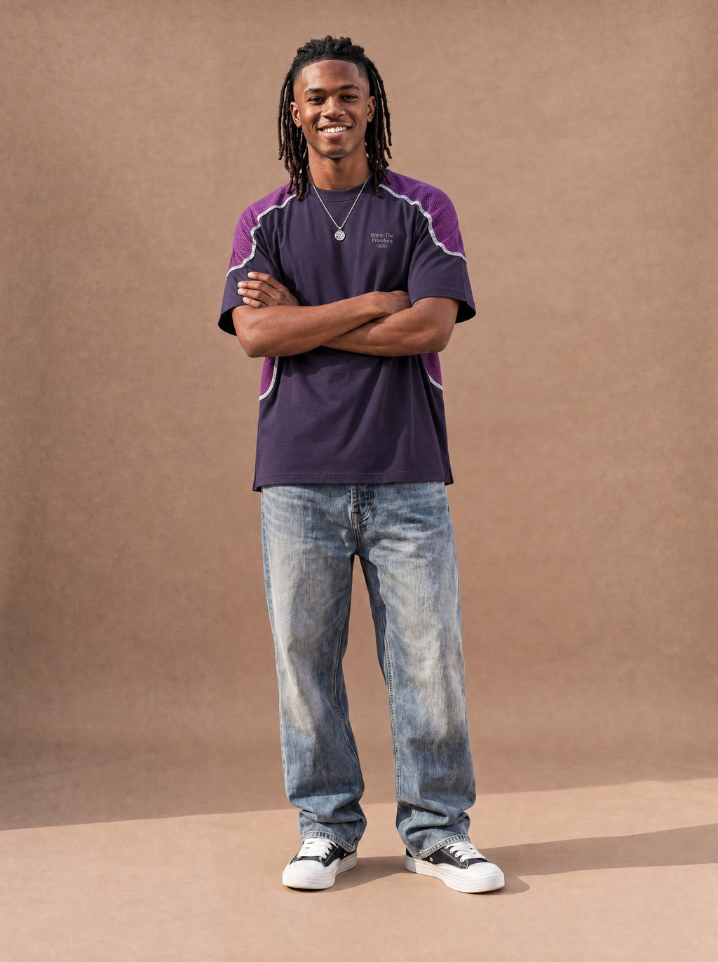 The Mesh Route Crewneck Tee (Plum)