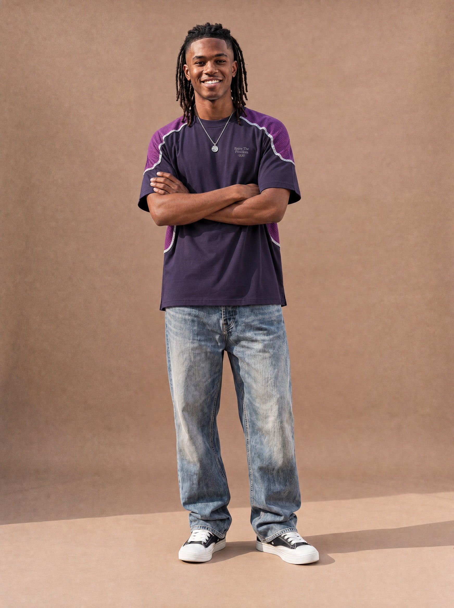 The Mesh Route Crewneck Tee (Plum)