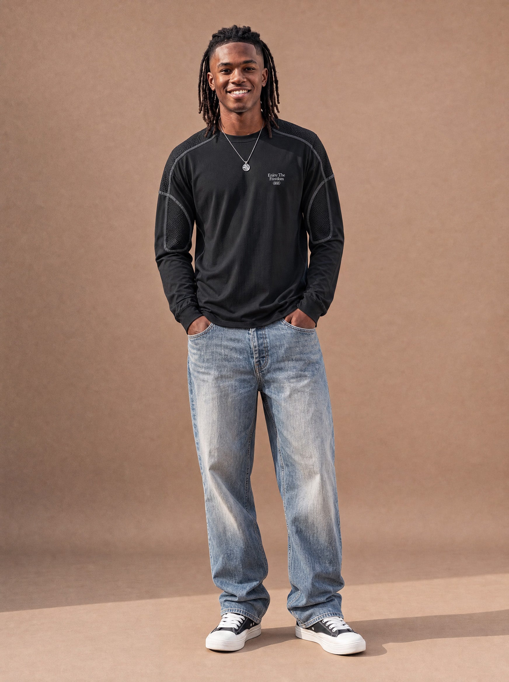 The Long-Sleeve Mesh Route Crewneck (Onyx)