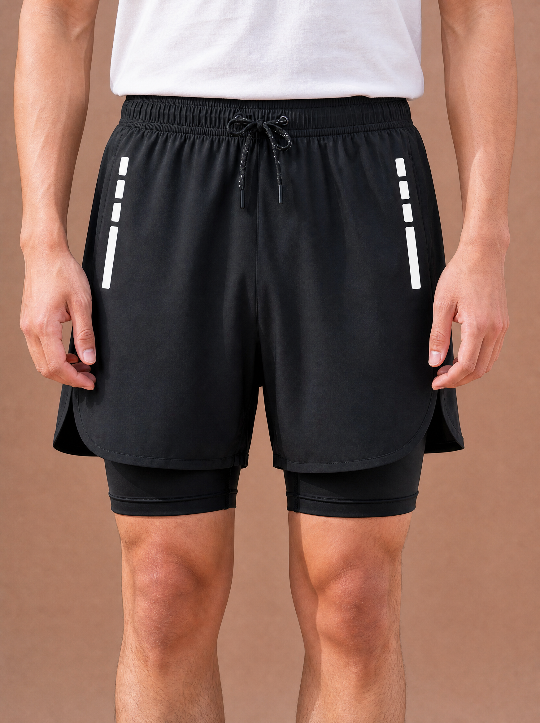The Black Reflective Layered Run Short