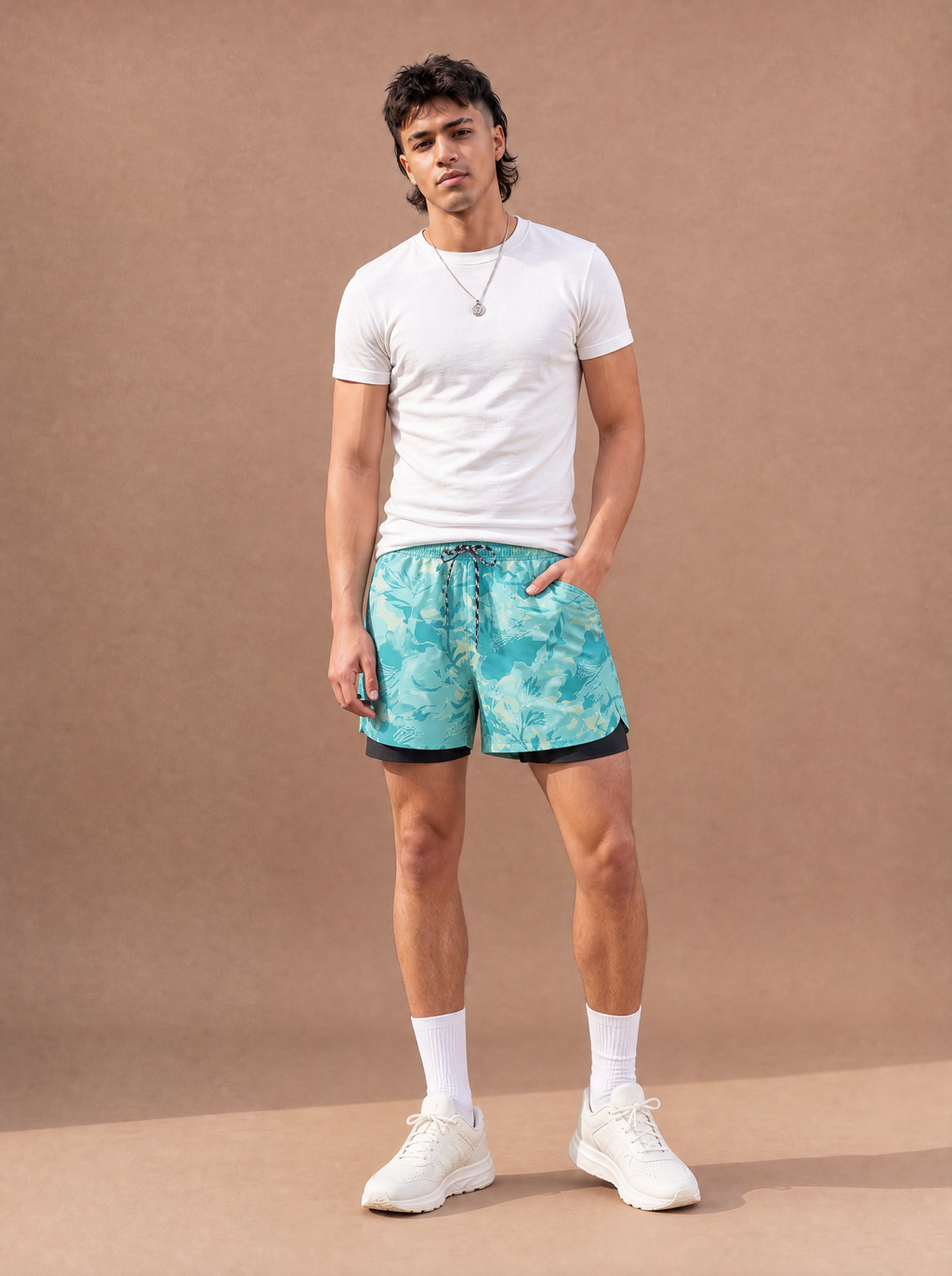 The Teal Floral Layered Run Short