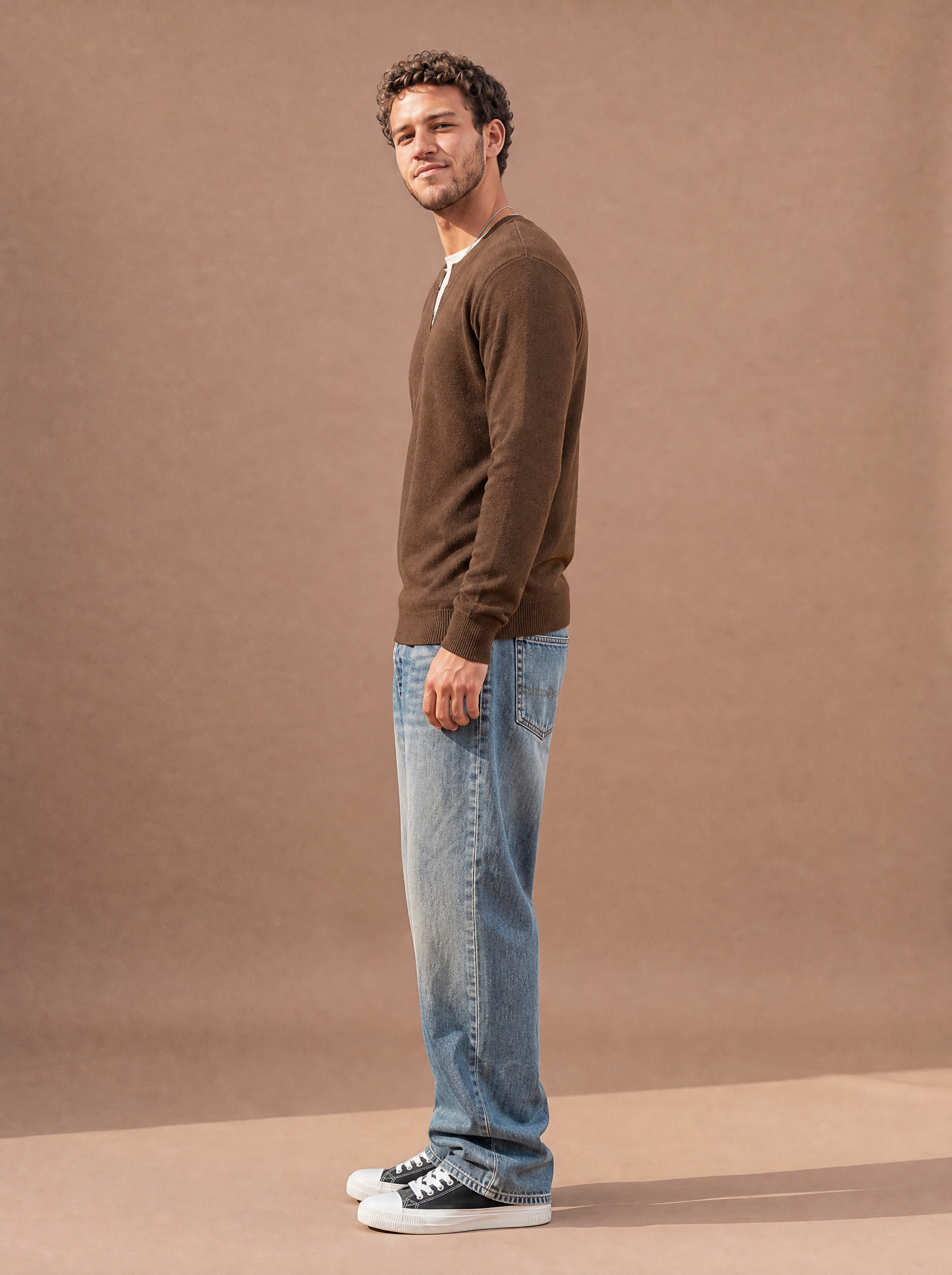 The Coffee-Run Split Crew Sweater (Camel)