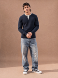 The Coffee-Run Split Crew Sweater (Navy)