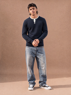 The Coffee-Run Split Crew Sweater (Navy)