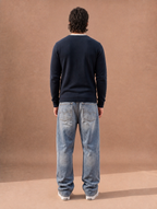 The Coffee-Run Split Crew Sweater (Navy)