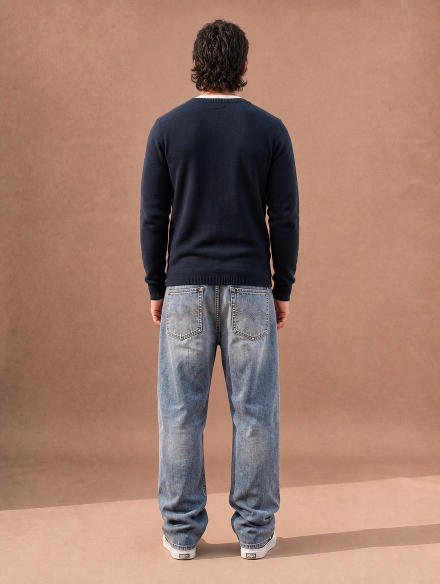 The Coffee-Run Split Crew Sweater (Navy)