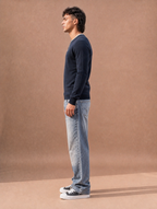 The Coffee-Run Split Crew Sweater (Navy)