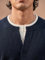 The Coffee-Run Split Crew Sweater (Navy)
