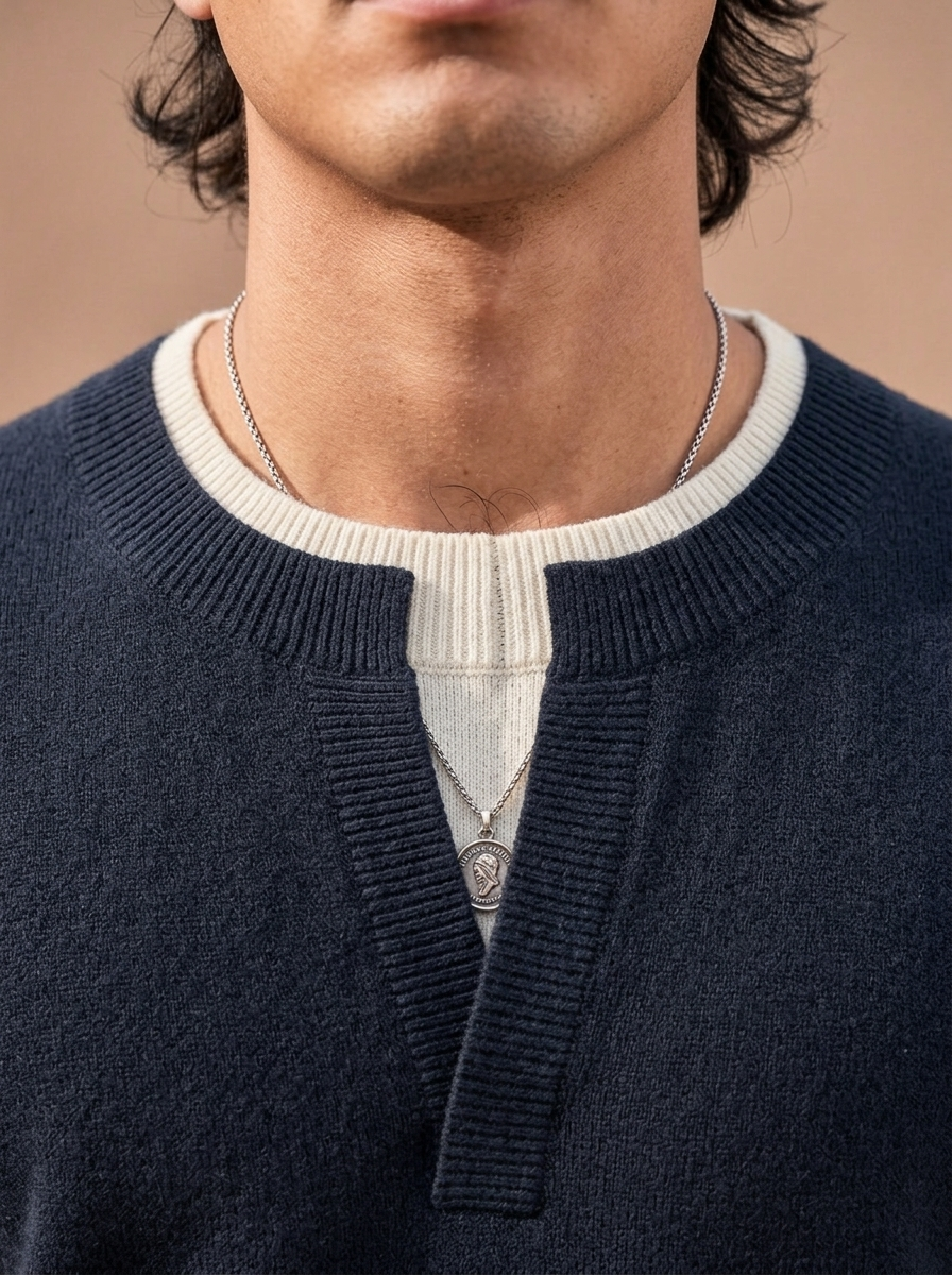 The Coffee-Run Split Crew Sweater (Navy)