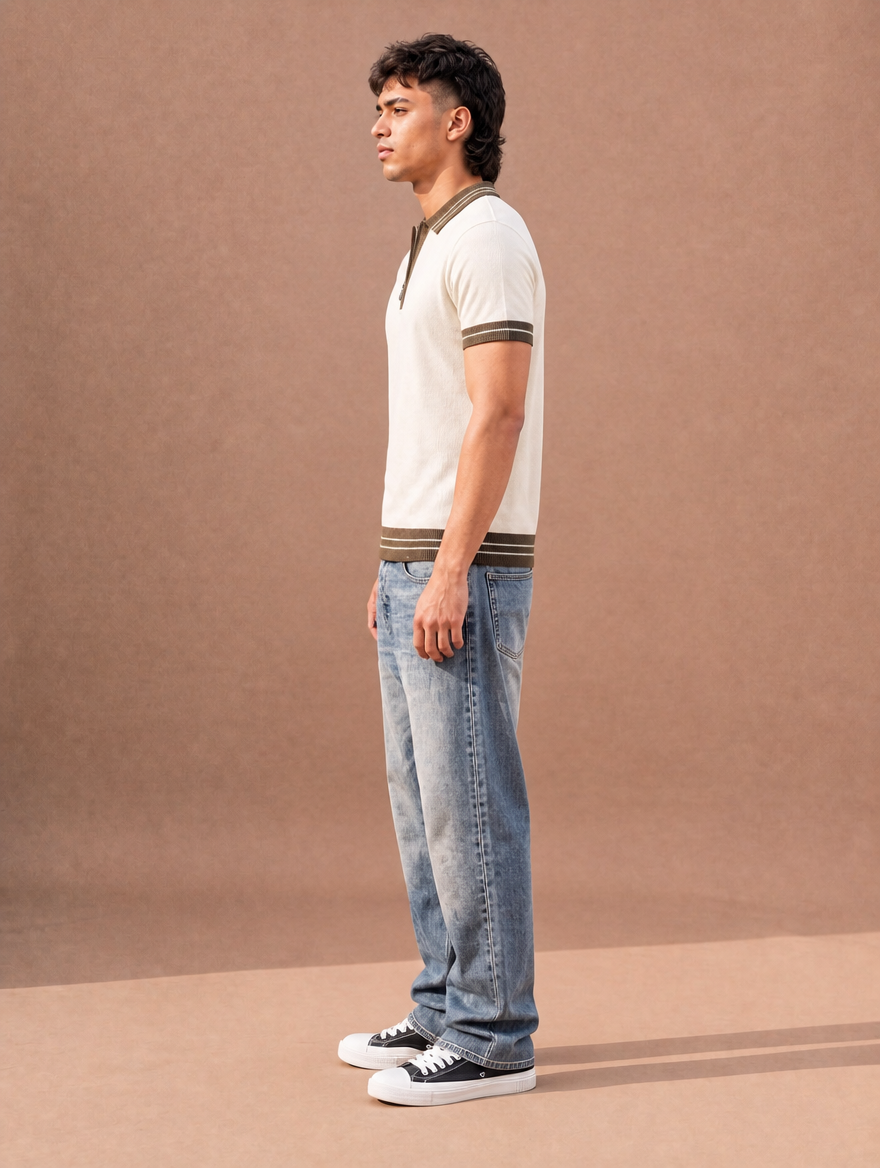 The Half-Zip Plans Knit Shirt