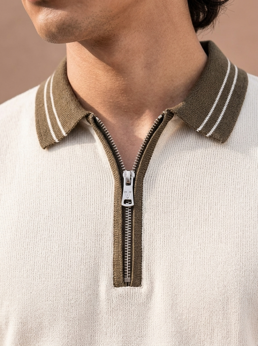 The Half-Zip Plans Knit Shirt