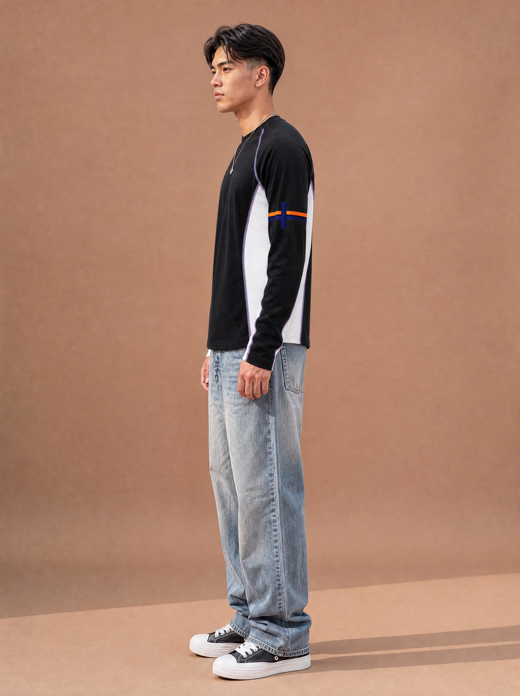 The Dolomites Long Sleeve Crew (Black/White)