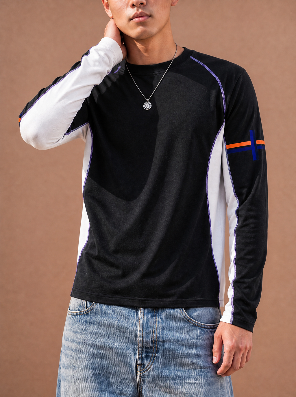 The Dolomites Long Sleeve Crew (Black/White)