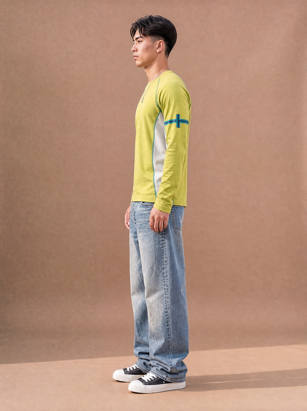 The Dolomites Long Sleeve Crew (Lime/White)
