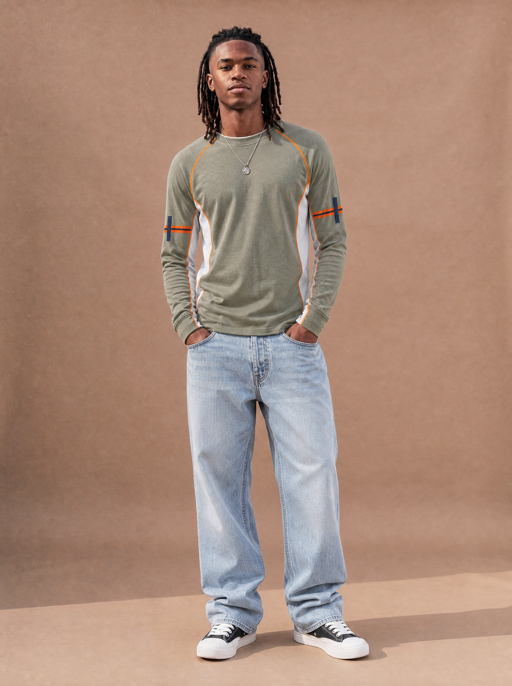 The Dolomites Long Sleeve Crew (Sage/White)
